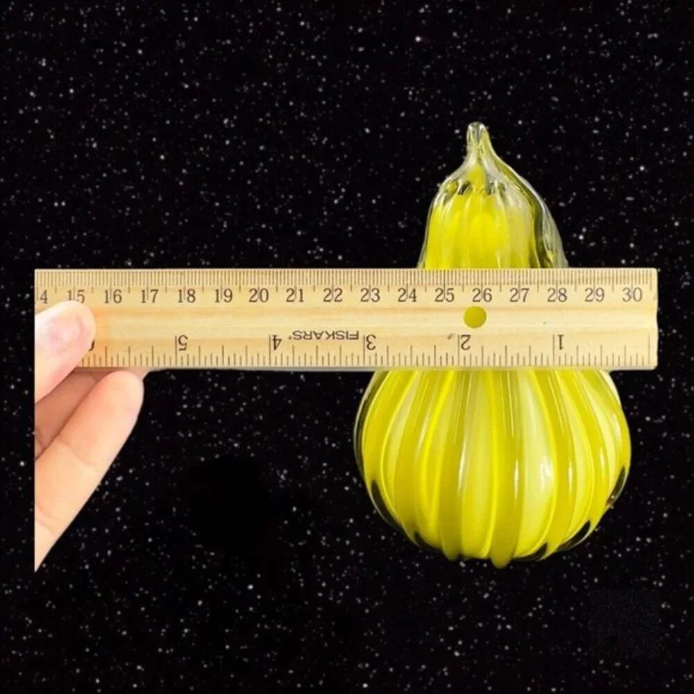 Studio Art Glass Pear Apple Fruit Green Cased Glass‎ Figurine Paperweight Figure